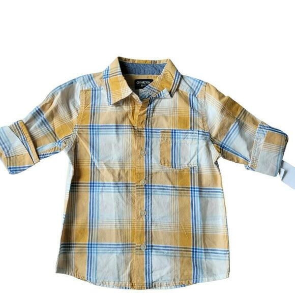 Oshkosh Yellow Long Sleeve Plaid Shirt - Picture 1 of 7
